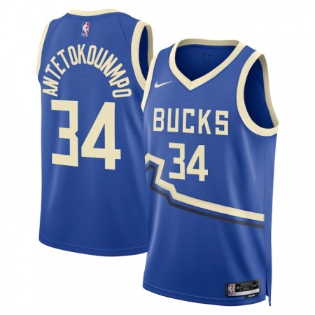 Dres Milwaukee Bucks Giannis Antetokounmpo Nike 2024-25 City Edition Plava Swingman Dres Milwaukee Bucks Giannis Antetokounmpo Nike 2024-25 City Edition Plava Swingman